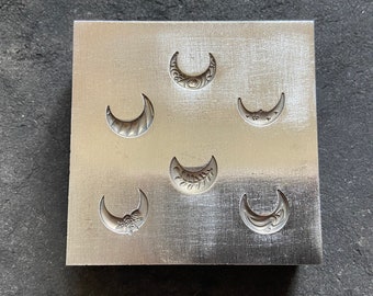 Troquel de impresión de acero con diseño de luna / Herramienta para joyería de 10 mm