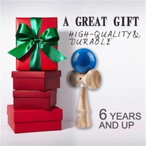 BAMBOO KENDAMA with translucent BLUE ball Extra String BAMBOO KENDAMA with translucent BLUE ball Extra String