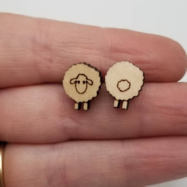 Tiny Sheep Head and Tail Stud Earrings