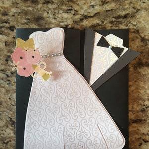 Wedding Card Cricut Pattern SVG Digital File, Wedding dress and Tux card and envelope pattern