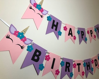 unicorn happy birthday banner cricut pattern svg and pdf etsy
