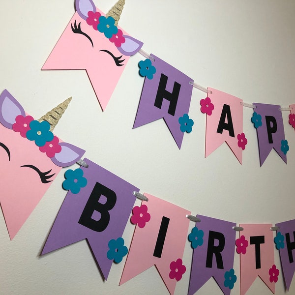 Unicorn Happy Birthday Banner Cricut Pattern SVG AND PDF Printer project digital download