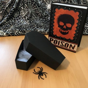 Pudełka na smakołyki w kształcie trumny na Halloween, pudełko na upominki, pudełko w kształcie trumny, pudełka na upominki na przyjęcie ze słodyczami, do druku, CRICUT, SVG, PDF, pobieranie cyfrowe