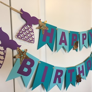 Mermaid Happy Birthday Banner for Cricut Cutting Machine digital download