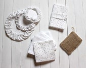 Set Zero waste, eco-friendly, 3 fabric covers 7 wipes, reusable, 1 bag foldable totebag, 1 sponge washable cotton OEKO TEX