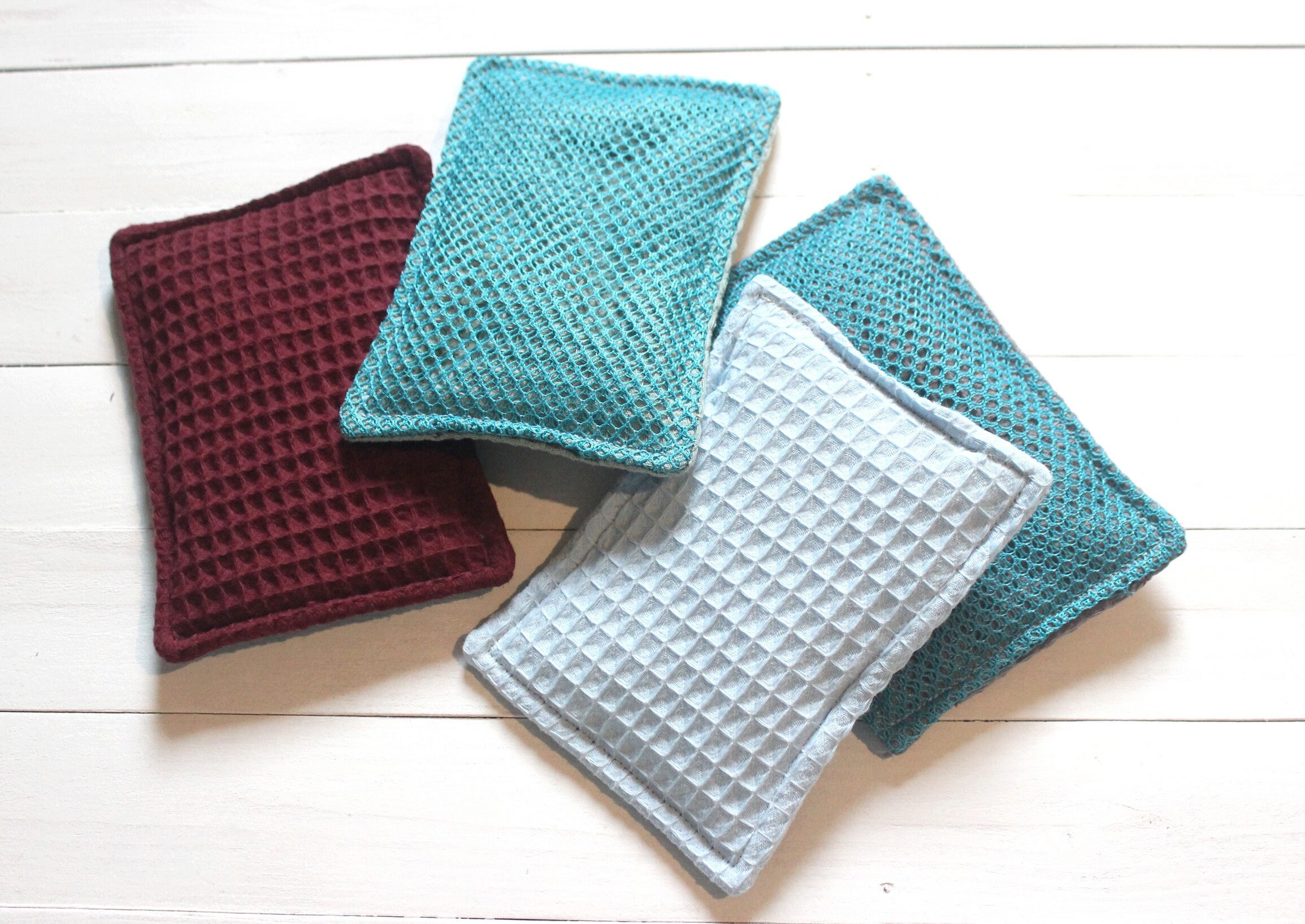 Lot 2 Éponges Lavables, Écologique, Économique, Zéro Déchet, Coton, Nid Abeille, Éponge, Filet Mesh,