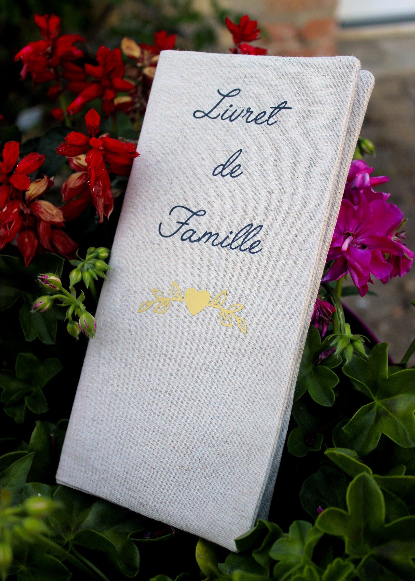 Protège Livret Famille, Lin Véritable, Français, Personnalisée, Mariage, Pacs, Naissance, Customisé,