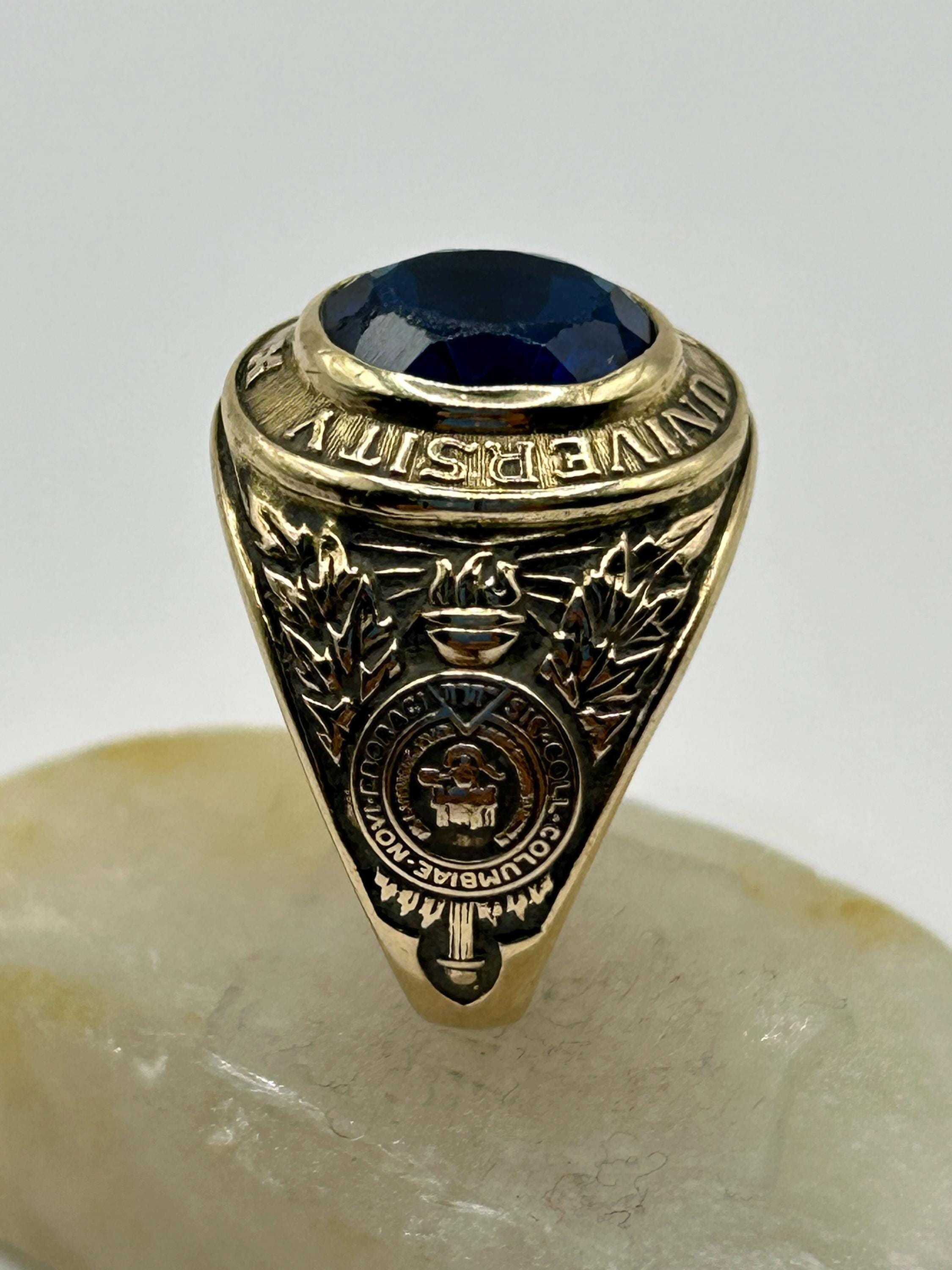 Vintage Columbia University Class Ring | 10K Gold | Blue