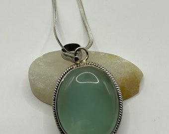 Oval Chalcedony Pendant With 925 sterling Silver Chain. #235.