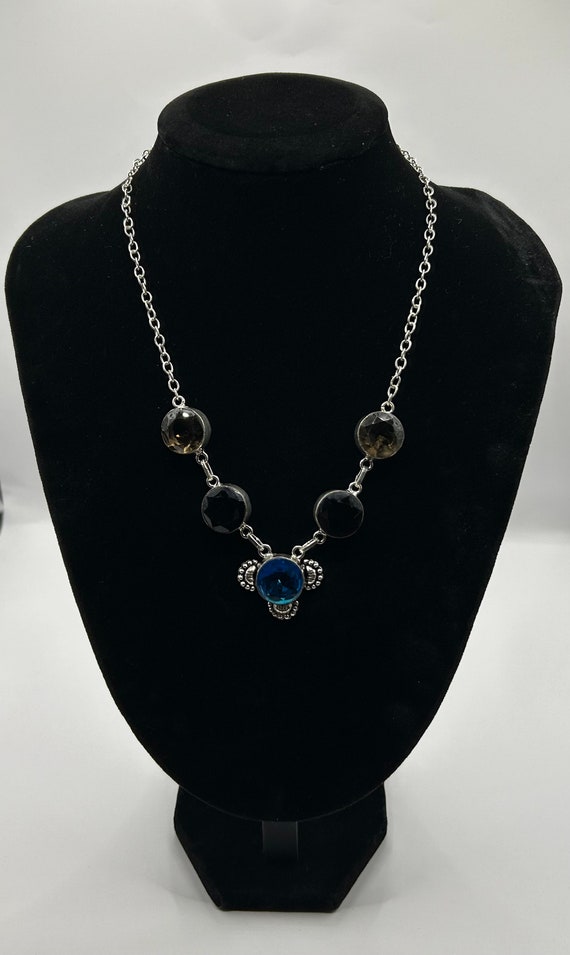 Crystal gemstone sterling silver Necklace! #219.