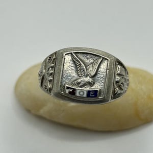 ファッションデザイナー of Order Fraternal Eagles 1940's Ring Silver Sterling FOE 18号~