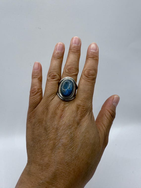 925Sterling Silver Labradorite Statement Ring – W… - image 6