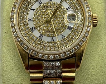 Rolex Day-Date President Watch in 18K Yellow Gold | Diamond Pave Dial, Bezel & Bracelet | Luxury Men’s Timepiece! #2.