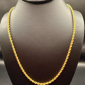 21K Solid Gold Rope Chain Necklace – Heavy Twist, 22 Inch.#283