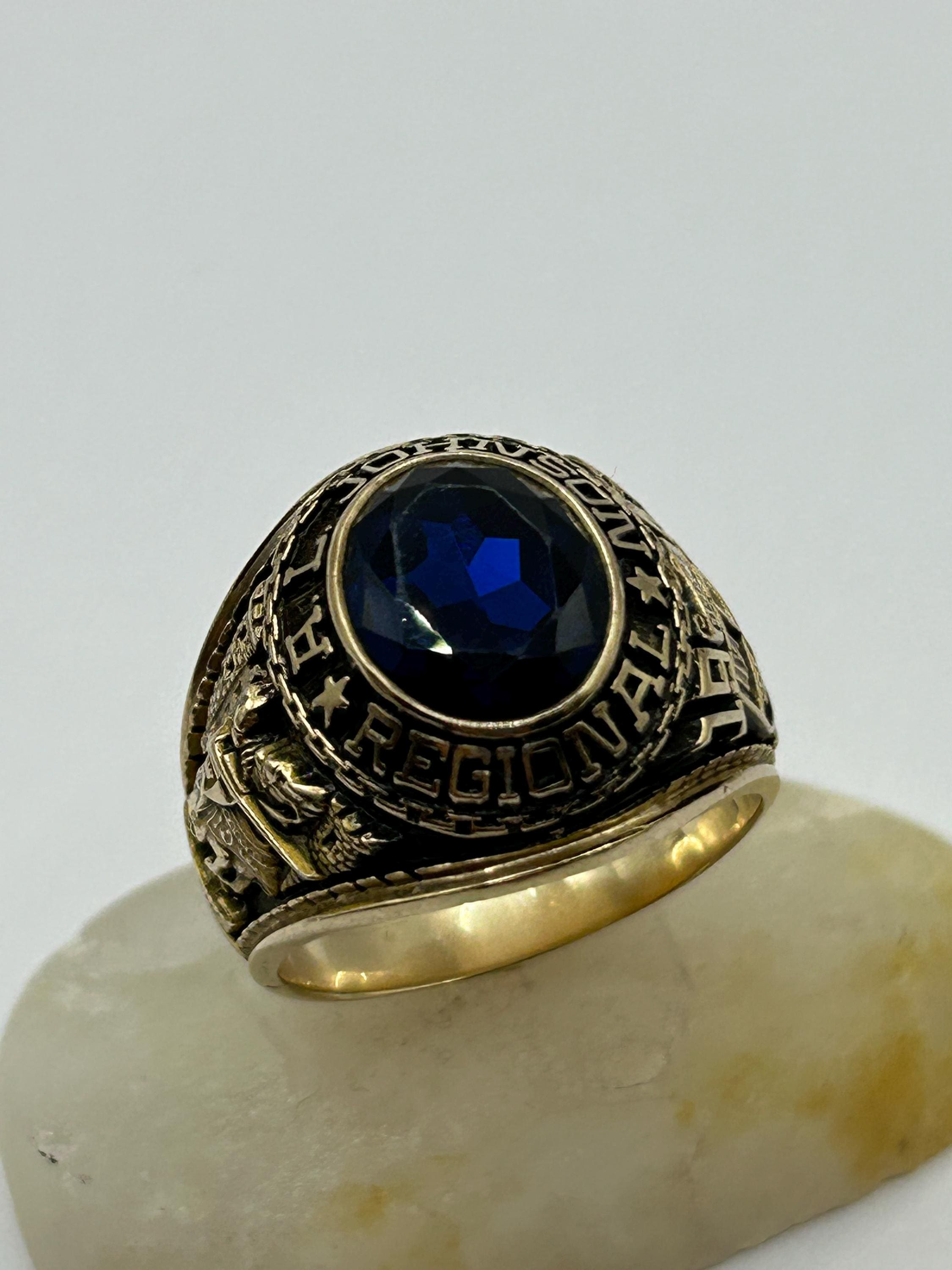 10K Gold Johnson Class Ring With Blue Stone – “regional” High School ...