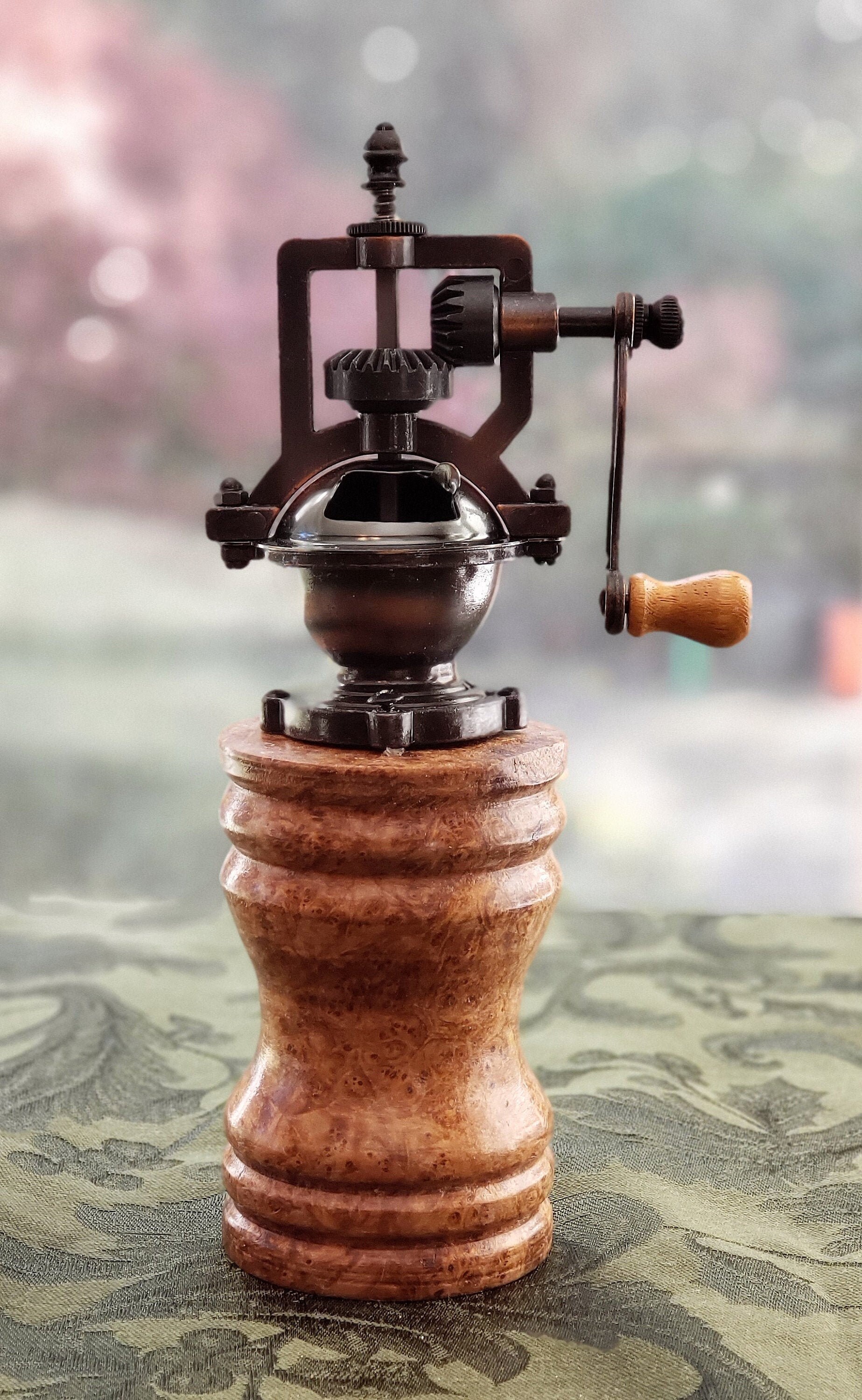 Pepper Grinder AntiqueStyle Handmade Maple Burl Etsy