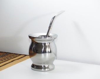 Stainless Steel Gourd, Double Wall, Full Steel - Includes 2 Straws Bombillas - Handmade in Argentina