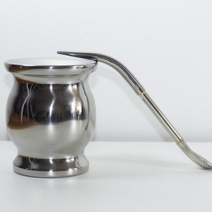 Stainless Steel Gourd, Double Wall, Full Steel Includes 2 Straws Bombillas Handmade in Argentina image 2