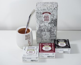 Complete Yerba Mate Set - Gourd + Yerba Mate + Straw + 3 Yerba Mate Blends - Handmade in Argentina