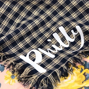 Personalized dog bandana frayed edges - dark blue