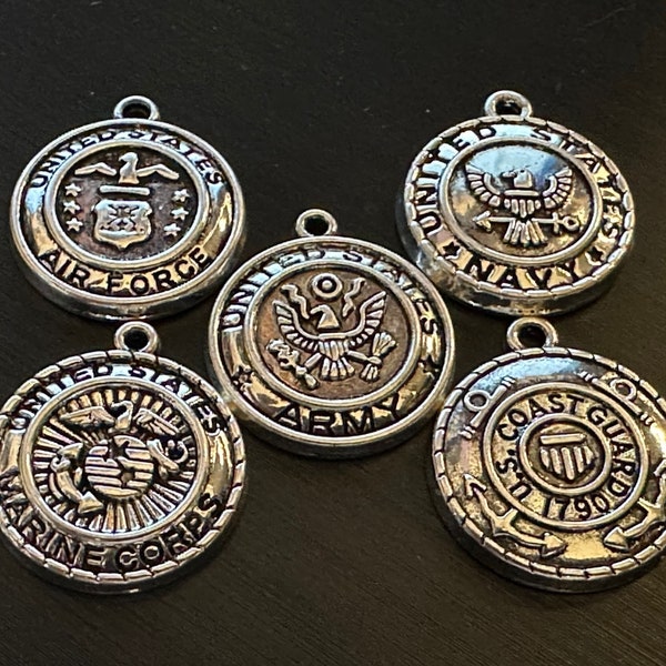 Military Charms, Army, Air Force, Marines, Navy, Coast Guard