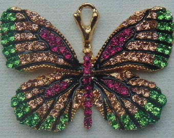 BUNCHBRAVO Sparkly Butterfly Keychain - Rhinestone Bag Charm For Purses & Keys, Gradient Colors