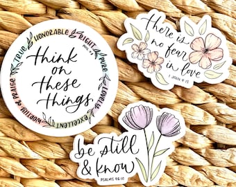 Peace Trio – 3 Christian Stickers | Encouragement Vinyl Sticker Pack | Bible Verse Stickers for Journaling, Laptop, Water Bottle