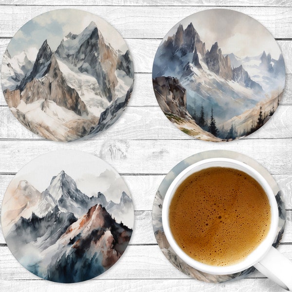 Rocky Mountains, Absorbent Drink Coasters, Individual or set of 4, Non-Slip Base, Neoprene, Gift, Everyday Use