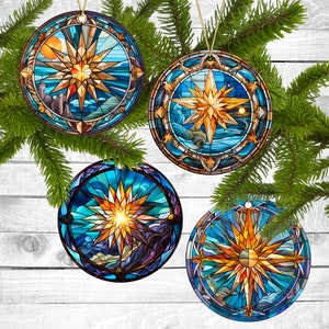 Christmas Star, Christmas Ornaments, Set of 4, Holiday Gift, Holiday Themed, Christmas