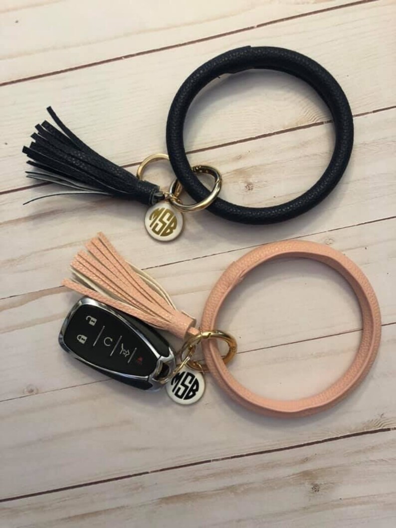 Personalized Car Keys Bangle Keychain Wristlet Etsy