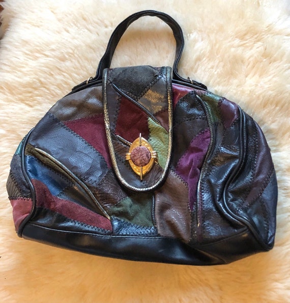 Vintage Patchwork Leather Purse - 1980s