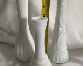 Trio of Milk Glass Vases