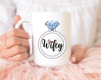 Nieuwe wifey mok | Etsy Manlief Wifey paren opstrijkbare Decals Hubby Wifey