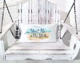 You Me and the Sea Pillow | Watercolor Beach House Decor | Boat Decor Pillow | Nautical Pillow | Coastal Pillow | Romantic Nautical Pillow