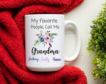 My Favorite People Call Me Grandma Coffee Mug | Personalized Gift for Grandma | Custom Grandma Mug with Grandkids Names | Grandparents Gift