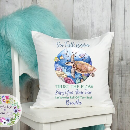 Sea Turtle Wisdom Decor Pillow Watercolor Ocean Sea Turtle Etsy