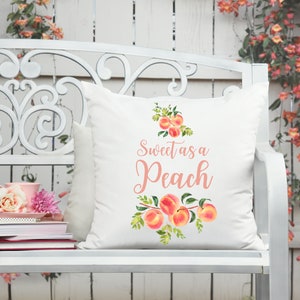 Sweet as a Peach Decor Pillow | Watercolor Peaches Southern Pillow | Georgia Home Decor | Housewarming Gift | South Decor