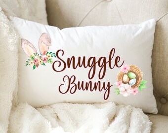 Almohada de decoración de conejito acurrucado / Linda almohada de Pascua / Almohada de conejo / Decoración de Pascua / Almohada de decoración de primavera / Almohada de conejito / Decoraciones de Pascua