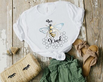 Bee Kind Shirt | Vintage Faded Bee Honeycomb T-Shirt | Save the Bees | Inspirational Shirt | Women's Graphic Tee