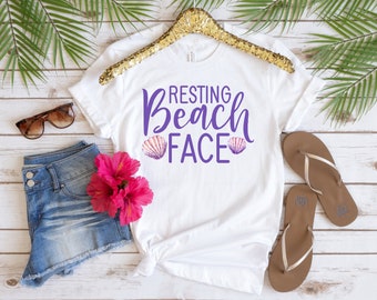 Koszulka Resting BEACH Face | Zabawna koszulka letnia | Koszulka wakacyjna | Koszulka Vacay Beach | Uroczy letni T-shirt | Koszulka podróżna