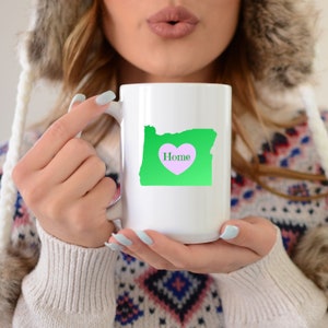 Oregon Home Heart Mug, I love Oregon Coffee Mug, Great Gift for Native Oregonian or Nature Lover