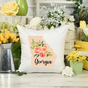 Georgia State Pillow | Sweet as a Peach | Watercolor Georgia Peaches | Georgia Decor Pillow | Southern Gifts | Southern Home Decor