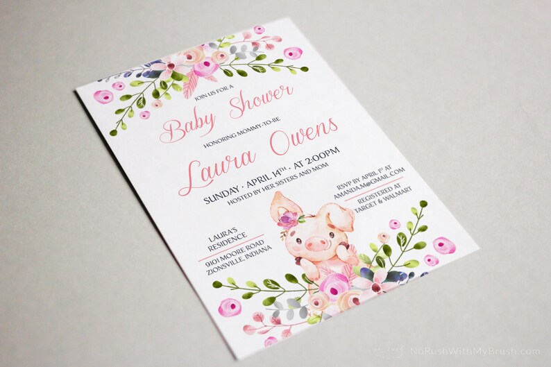 Pig Baby Shower Invitation Boy Piggy Baby Shower Invite Farm - Etsy