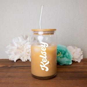 Customized Bachelorette Glass Tumbler Favor, Custom Name Glass, Glass Coffee Cup with Name, Personalized Glass Tumbler, Custom Glass Tumbler