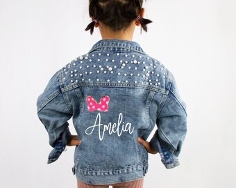 Veste en jean bleu perle pour tout-petit, veste en jean pour enfant, veste en jean personnalisée pour fille, veste en jean pour fille, veste en jean personnalisée cadeau pour fille