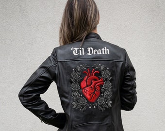 Personalized Til Death Leather Jacket, Bachelorette Party Leather Jackets, Custom Embroidery Leather Jacket, Customized Jacket for the Bride