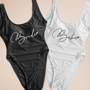 Custom Bride & Babe Swimsuit, Custom Bride Swimsuit, Custom Bridesmaid Swimsuit, Bride High-Cut Swimsuit, Bridesmaid One-Piece Swimsuit (70)