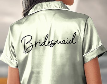 Personalized Bridesmaids Shorts Set PJs, Custom Bridesmaid Satin Shorts Set Pajamas, Bridal Shower Shorts Set Pajamas, Bachelorette Pajamas