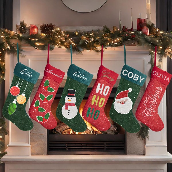 Beaded Christmas Stockings, Custom Christmas Stockings, Christmas Socks, Seed Bead Christmas Stockings, Personalized Stockings for Christmas