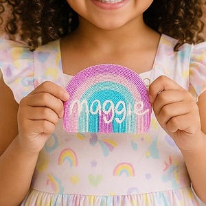 Handmade Kids Coin Purse, Cute Rainbow Kids Coin Bag, Personalized Kids Purse Gift, Rainbow Coin Purse for Kid, Custom Kids Coin Wallet Gift